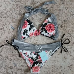 Never Worn Floral & Stripe Bikini